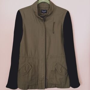 Slendid Green Utility Jacket Black Knit Sweater Sleeves Chore Colorblock‎ Large